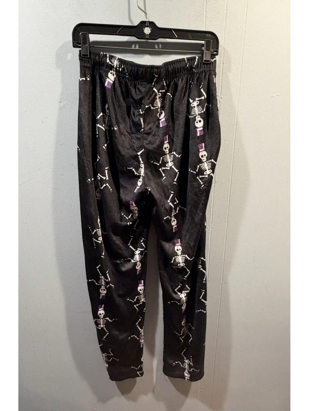 Mens Skeleton Print Fleece Sleepwear Pajama Pant Halloween Black Size Small